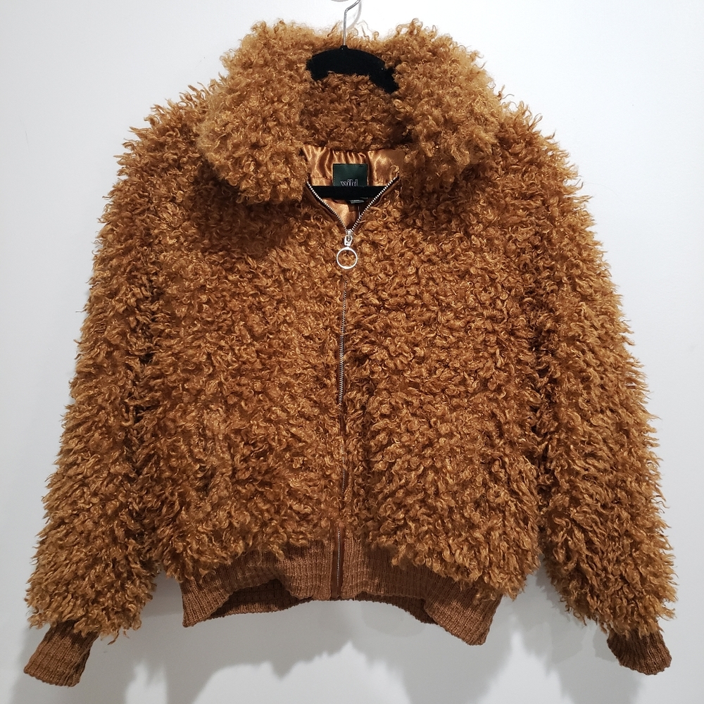 Wild Fable Brown Fuzzy Fur Jacket